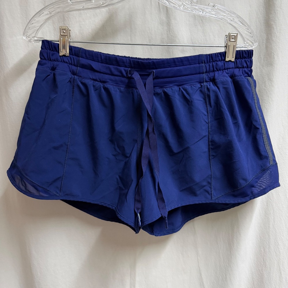 Lululemon Speed Up Shorts Navy Blue Running Athletic Mesh Trim Women Size 6